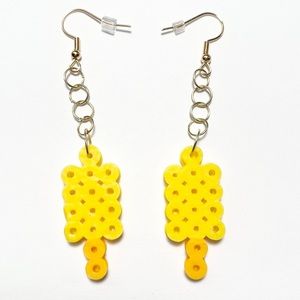 Handmade Perler Bead Yellow/Orange Popsicle Earrings. New